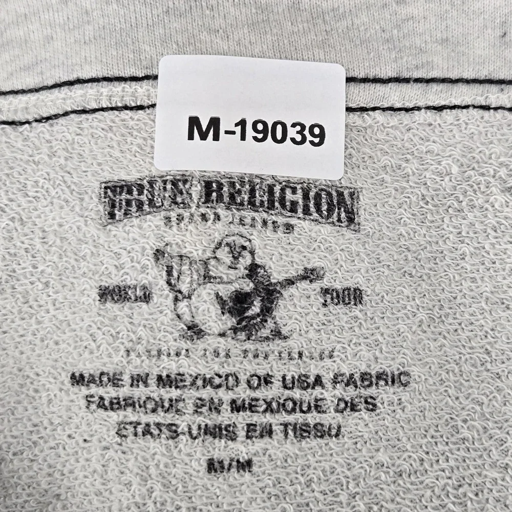 True Religion Men‎ Jersey M Gray Logo Lead Off Baseball Button